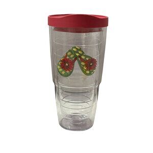 Tervis 24oz Tumbler Flip Flops Insulated Cup Red Lid Travel Mug Made in USA